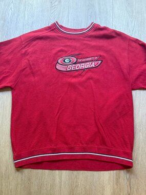 Vintage University of Georgia embroidered red crewneck sweatshirt twill material